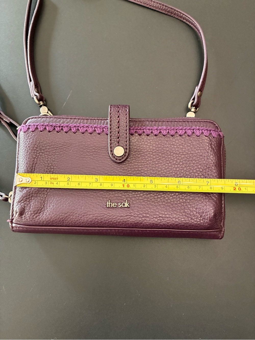 The Sak Iris Crossbody Wallet Wristlet Clutch Cellphone Purse Leather Purple - Picture 13 of 15